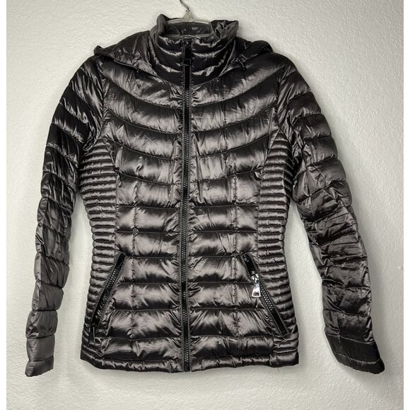 Calvin Klein Pack able Premium Down Puffer Jacket Coat Sz M Gray- Silver - Picture 3 of 14